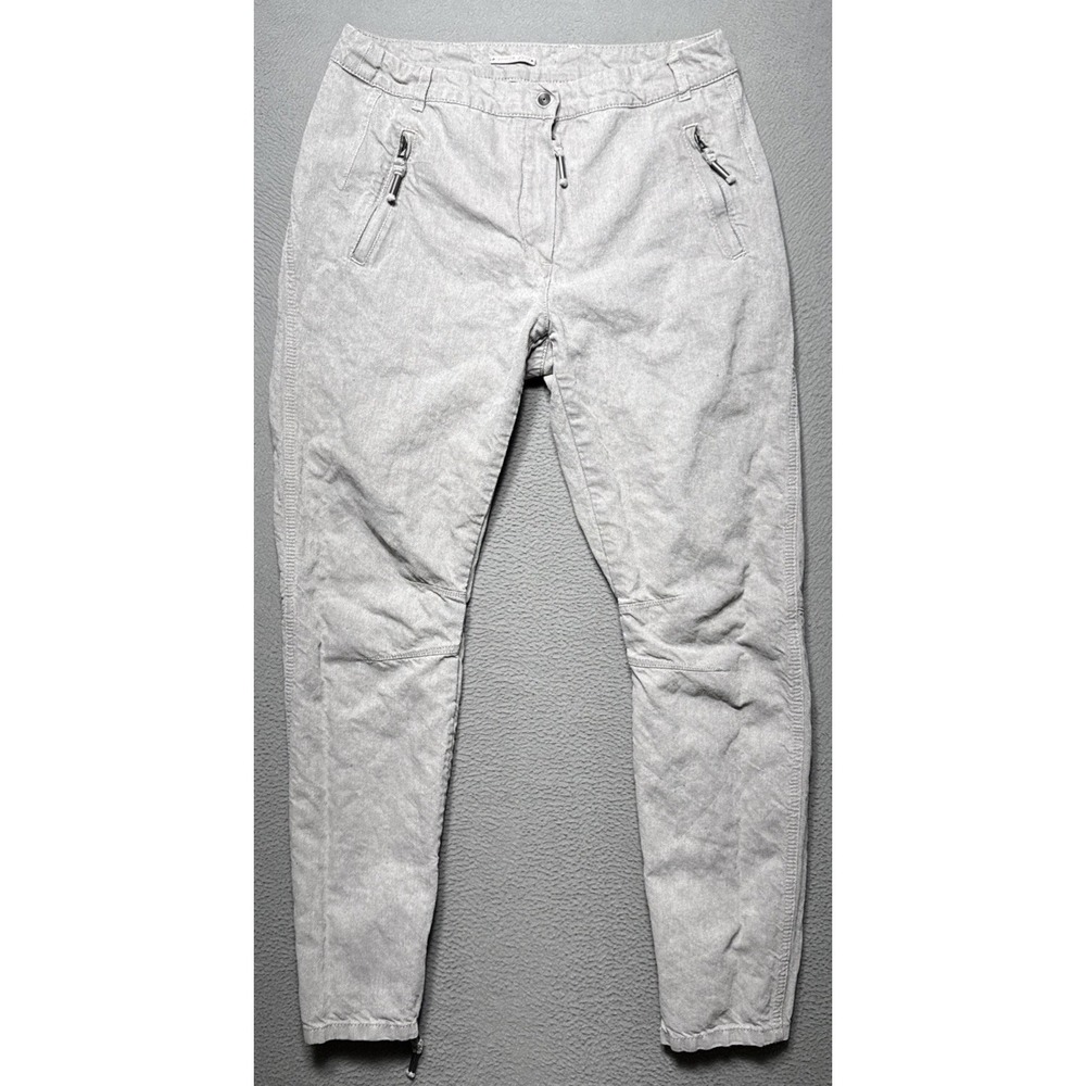 Annette Gortz Ranis Pants Womens Size 38 (28x27) Gray Crop Linen Blend Ankle Zip
